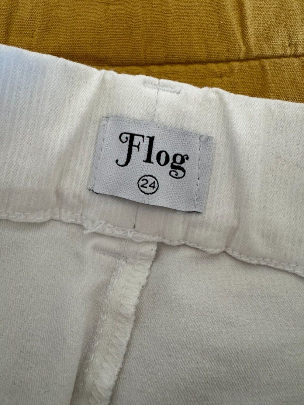 Bevy Flog White Stretch Boot Flare Pants Cotton Lycra Sz 24 - Picture 4 of 9